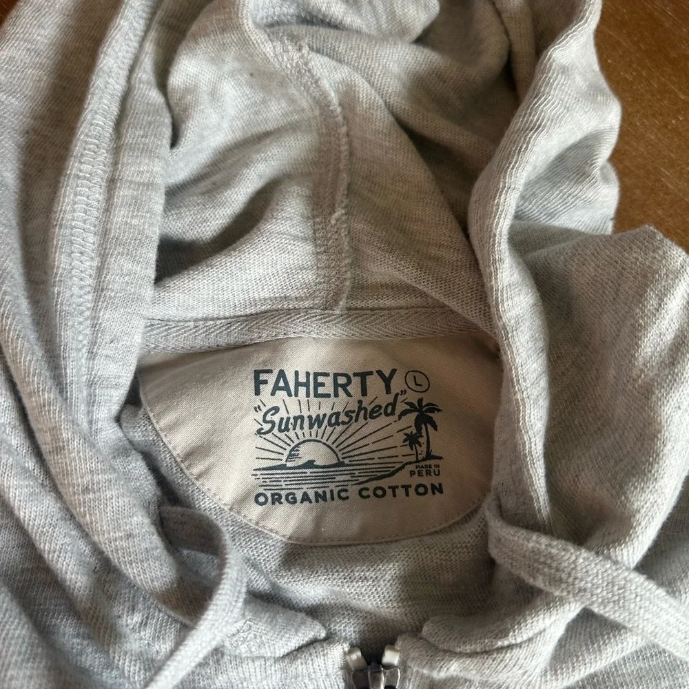 Faherty Light Gray Zip-Up Men's Sweater - Picture 2 of 4